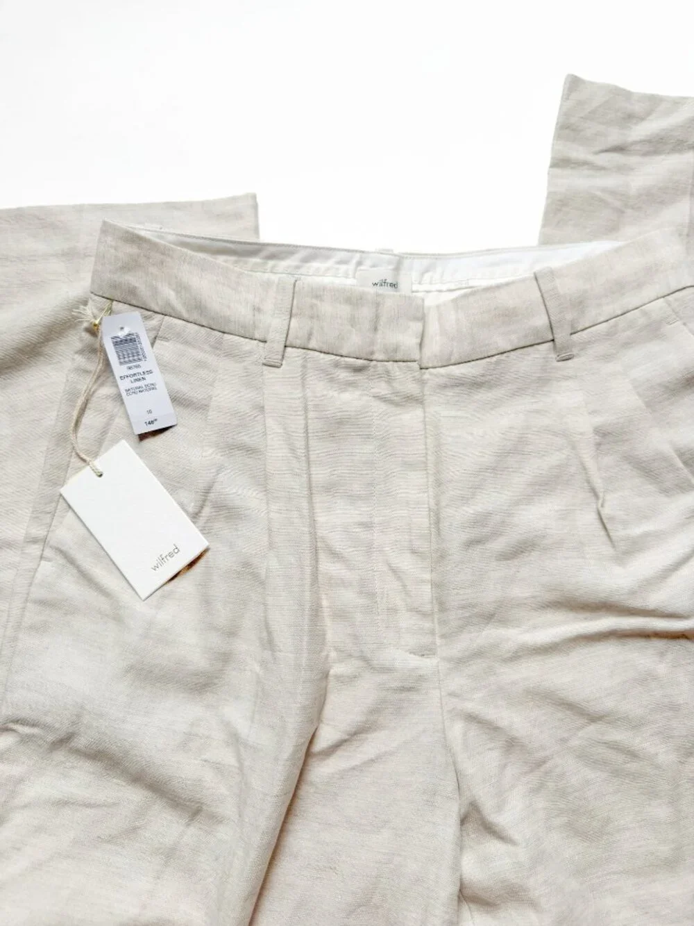 Aritzia Wilfred Effortless Linen Pant Natural Ecru Size 10 NEW NWT